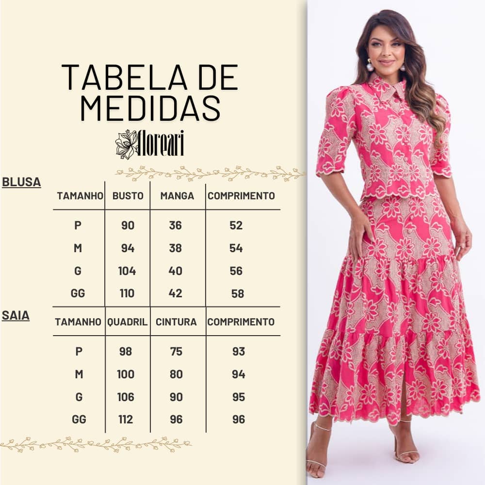 Conjunto Feminino Floral Rosa Isabela - FL10