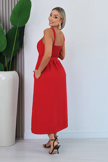 VESTIDO MIDI ALANA - VERMELHO