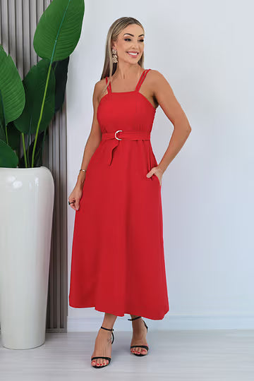 VESTIDO MIDI ALANA - VERMELHO