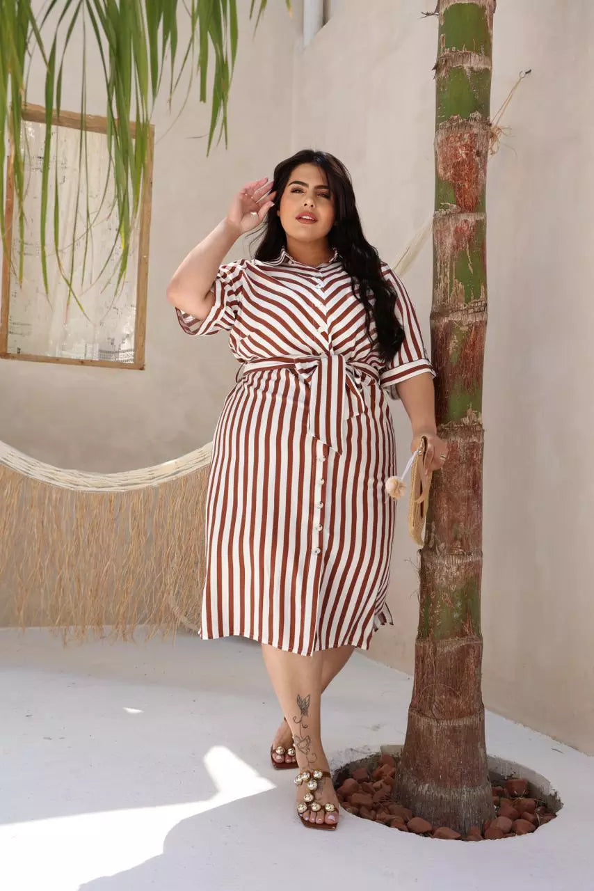 CHEMISE POLIANA COM FAIXA NA CINTURA